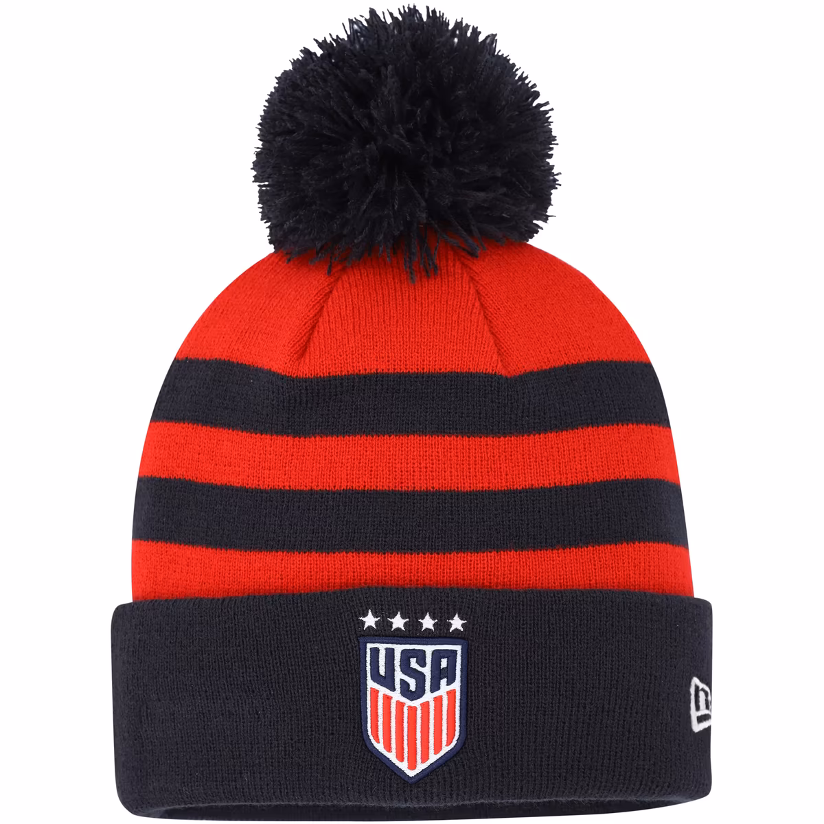 Men's New Era Red USWNT Team Cuffed Knit Hat with Pom