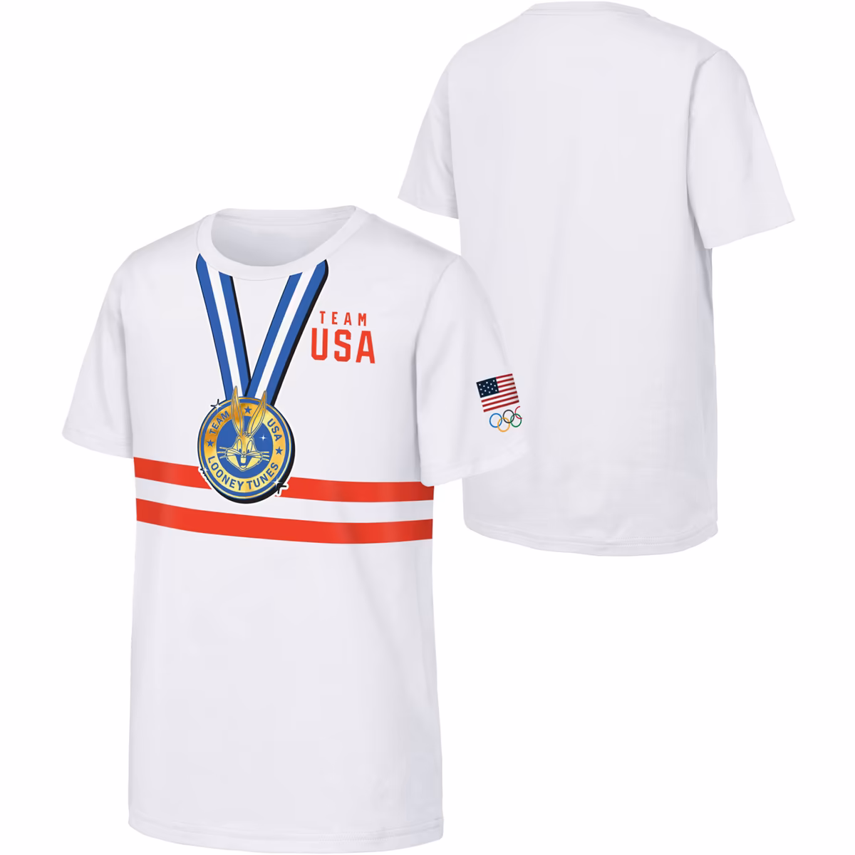 Youth White Team USA Looney Tunes Gold Medal Winner T-Shirt 1 Youth White Team USA Looney Tunes Gold Medal Winner T-Shirt