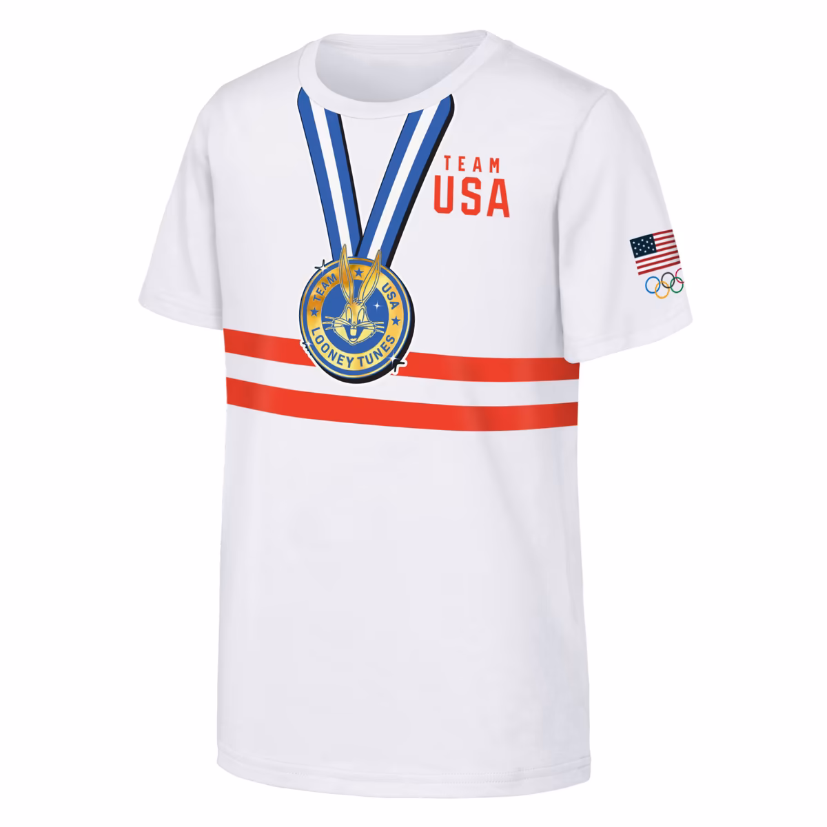 Youth White Team USA Looney Tunes Gold Medal Winner T-Shirt 2 Youth White Team USA Looney Tunes Gold Medal Winner T-Shirt