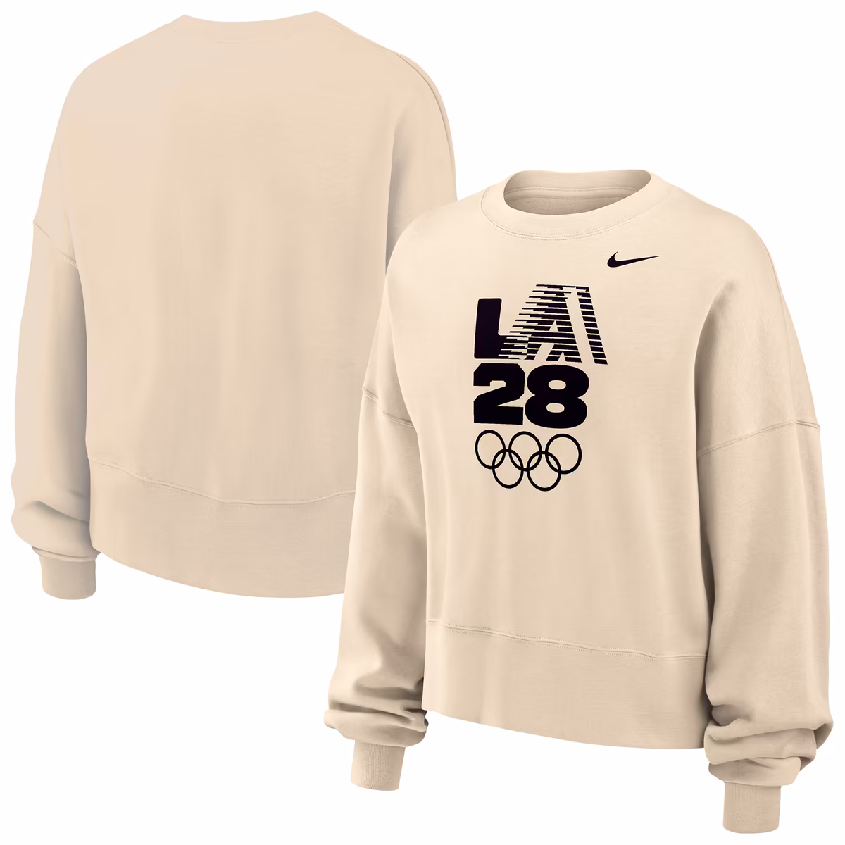 Women's Nike Natural LA28 Summer Olympics Retro Stripe Oversized Phoenix Fleece Sweatshirt 4 Women's Nike Natural LA28 Summer Olympics Retro Stripe Oversized Phoenix Fleece Sweatshirt