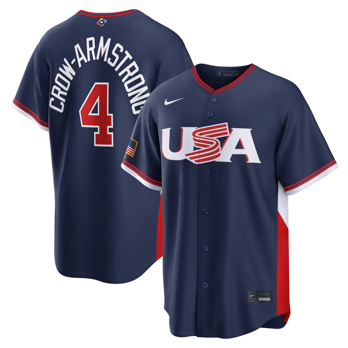 Men's Nike Pete Crow-Armstrong Navy USA Baseball 2026 World Baseball Classic Road Stadium Jersey 13 Men's Nike Pete Crow-Armstrong Navy USA Baseball 2026 World Baseball Classic Road Stadium Jersey
