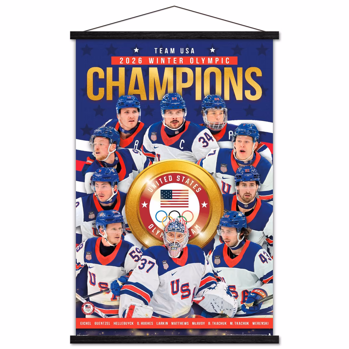 Men's USA Hockey 2026 Winter Olympics Gold Medal 22.375" x 34" Poster 2 Men's USA Hockey 2026 Winter Olympics Gold Medal 22.375" x 34" Poster