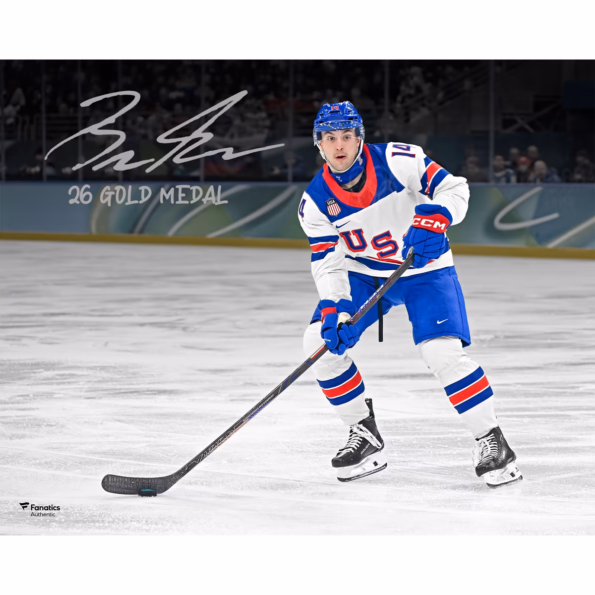 Brock Faber Team USA Autographed 16" x 20" 2026 Winter Olympics Gold Medal Winner Photograph with "26 Gold Medal" Inscription 3 Brock Faber Team USA Autographed 16" x 20" 2026 Winter Olympics Gold Medal Winner Photograph with "26 Gold Medal" Inscription