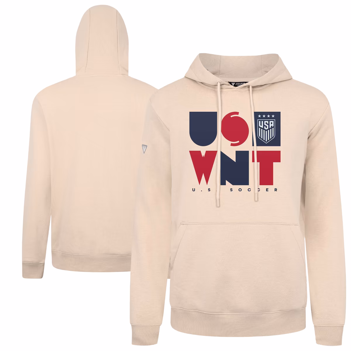 Men's Levelwear Khaki USWNT Podium Full On Pullover Hoodie 1 Men's Levelwear Khaki USWNT Podium Full On Pullover Hoodie