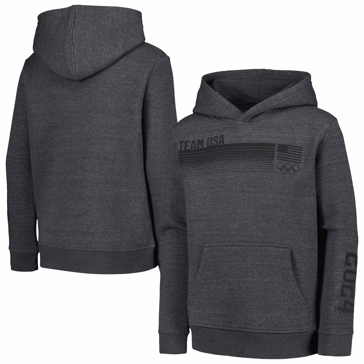 Youth Heather Charcoal Team USA 2024 Circle Badge Pullover Hoodie