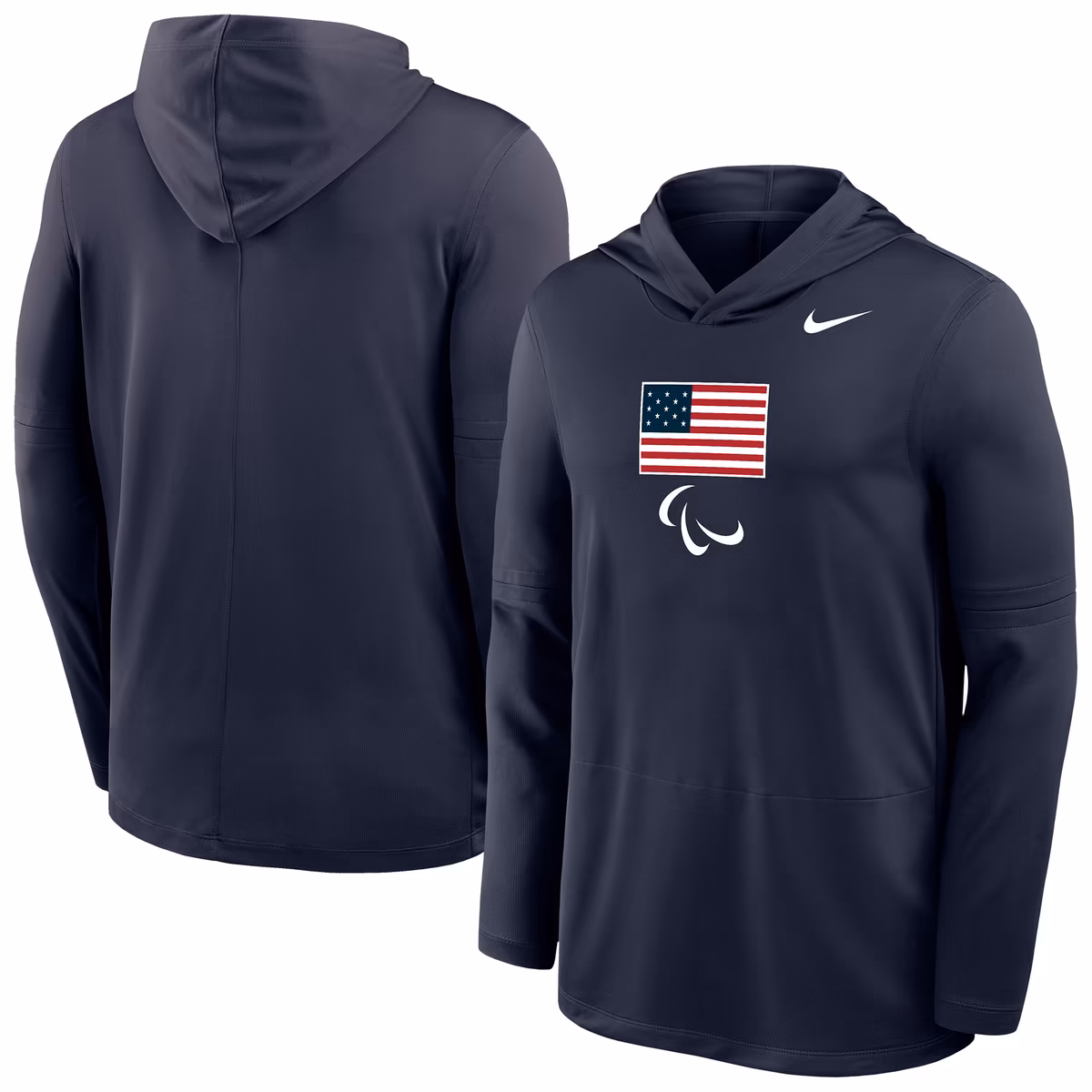Men's Nike Navy U.S. Paralympics Lightweight Dri-FIT Long Sleeve Hoodie T-Shirt 1 Men's Nike Navy U.S. Paralympics Lightweight Dri-FIT Long Sleeve Hoodie T-Shirt