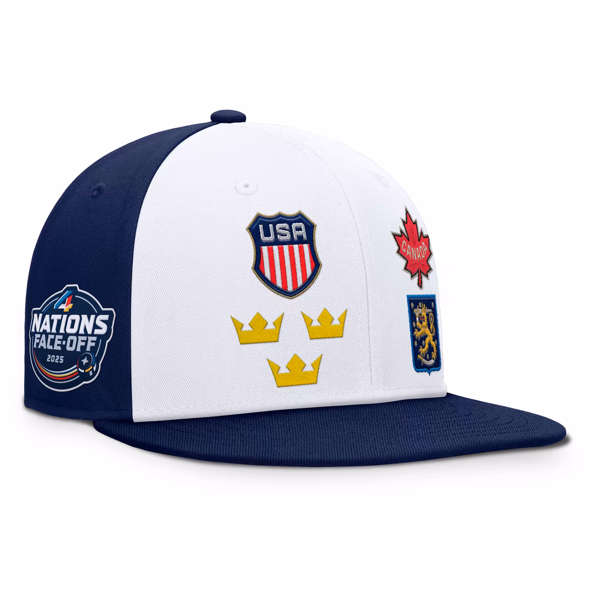 Men's Fanatics Navy/White 2025 4 Nations Face-Off Flat Brim Snapback Hat