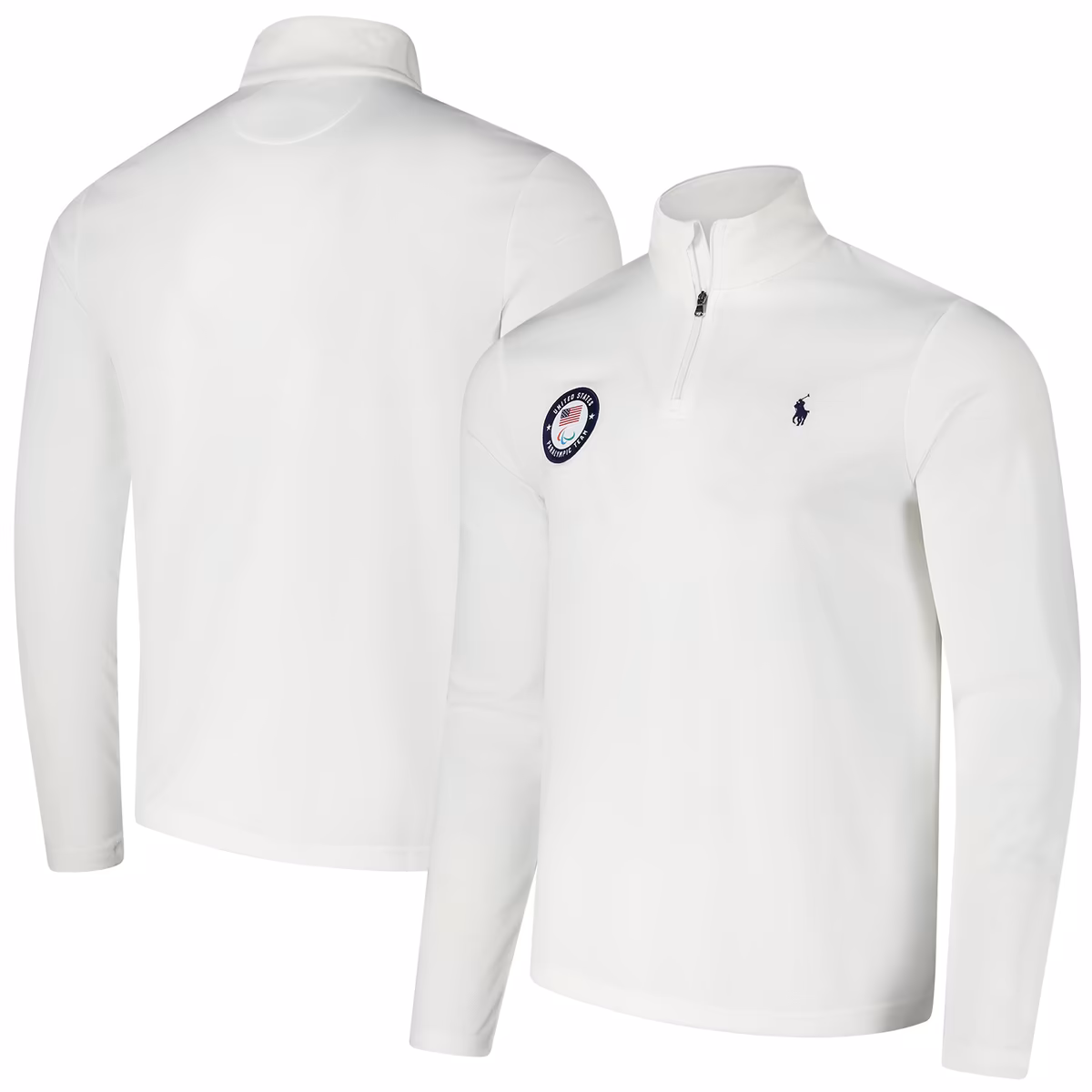 Men's Polo Ralph Lauren White U.S. Paralympics Villagewear Quarter-Zip Top