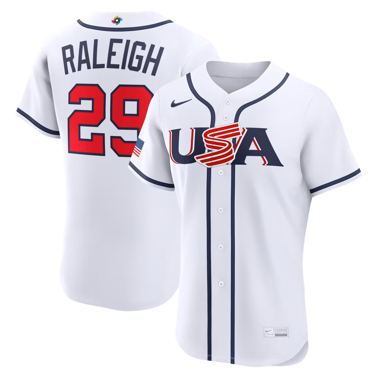 Men's Nike Cal Raleigh White USA Baseball 2026 World Baseball Classic Home Authentic Jersey 1 Men's Nike Cal Raleigh White USA Baseball 2026 World Baseball Classic Home Authentic Jersey