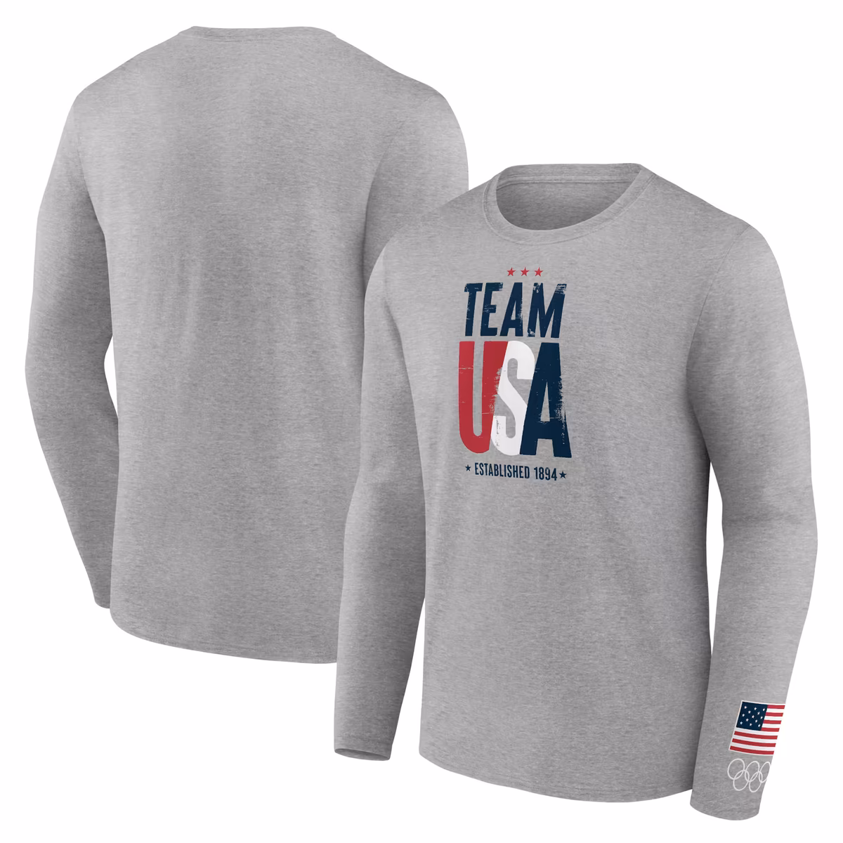Men's Fanatics Heather Gray Team USA Vintage Stripes Long Sleeve T-Shirt