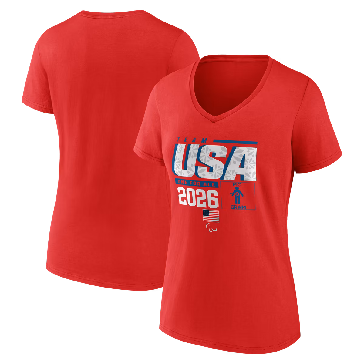 Women's Red Team USA 2026 Winter Paralympics Pic-O-Gram V-Neck T-Shirt