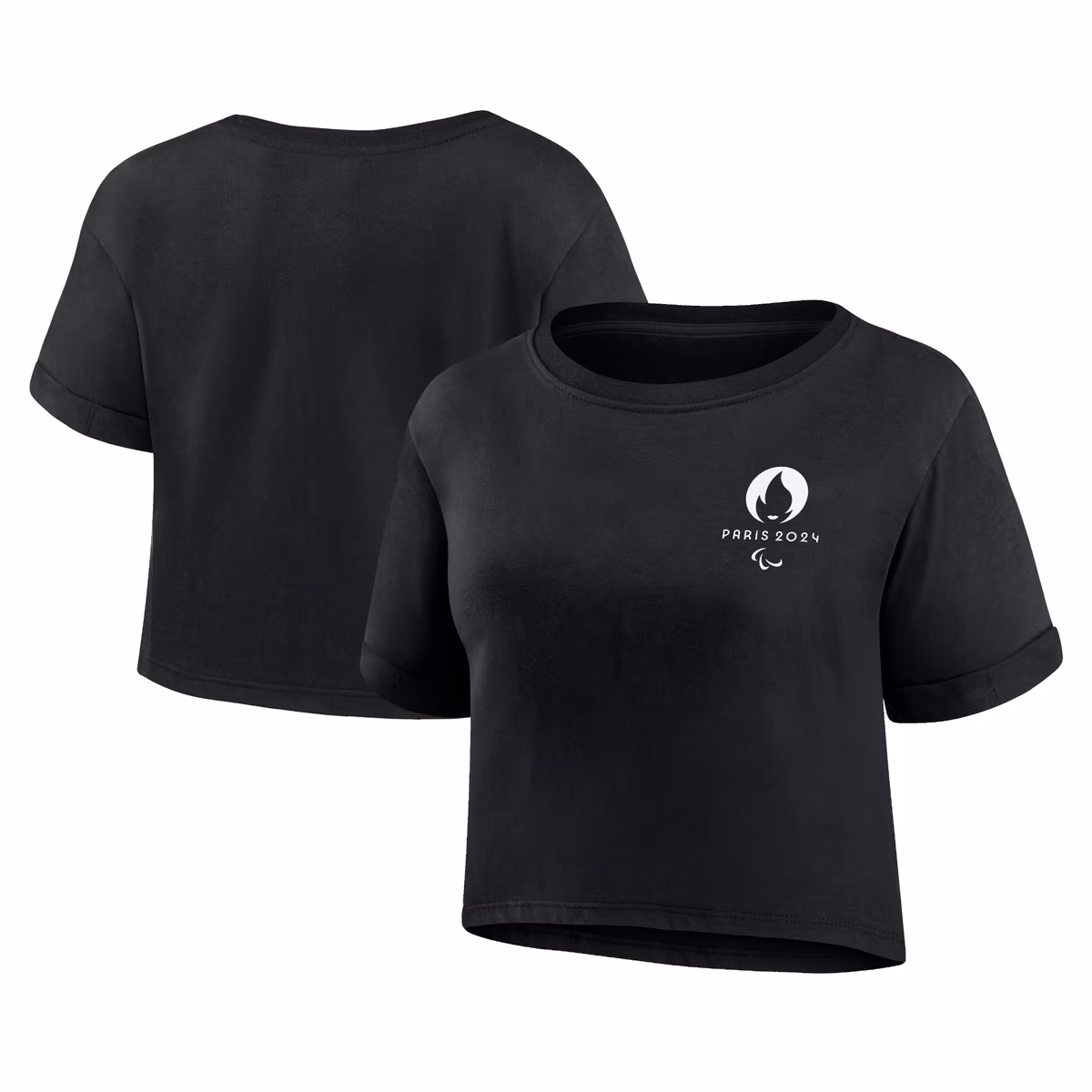 Women's Fanatics Black Paris 2024 Summer Olympics Static Fashion Cropped T-Shirt