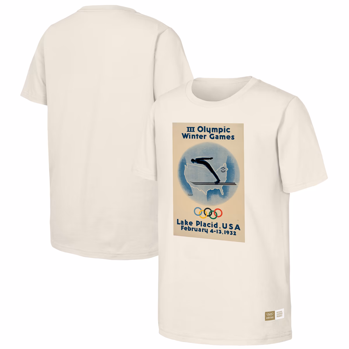 Men's  Natural 1932 Lake Placid Games Olympic Heritage T-Shirt