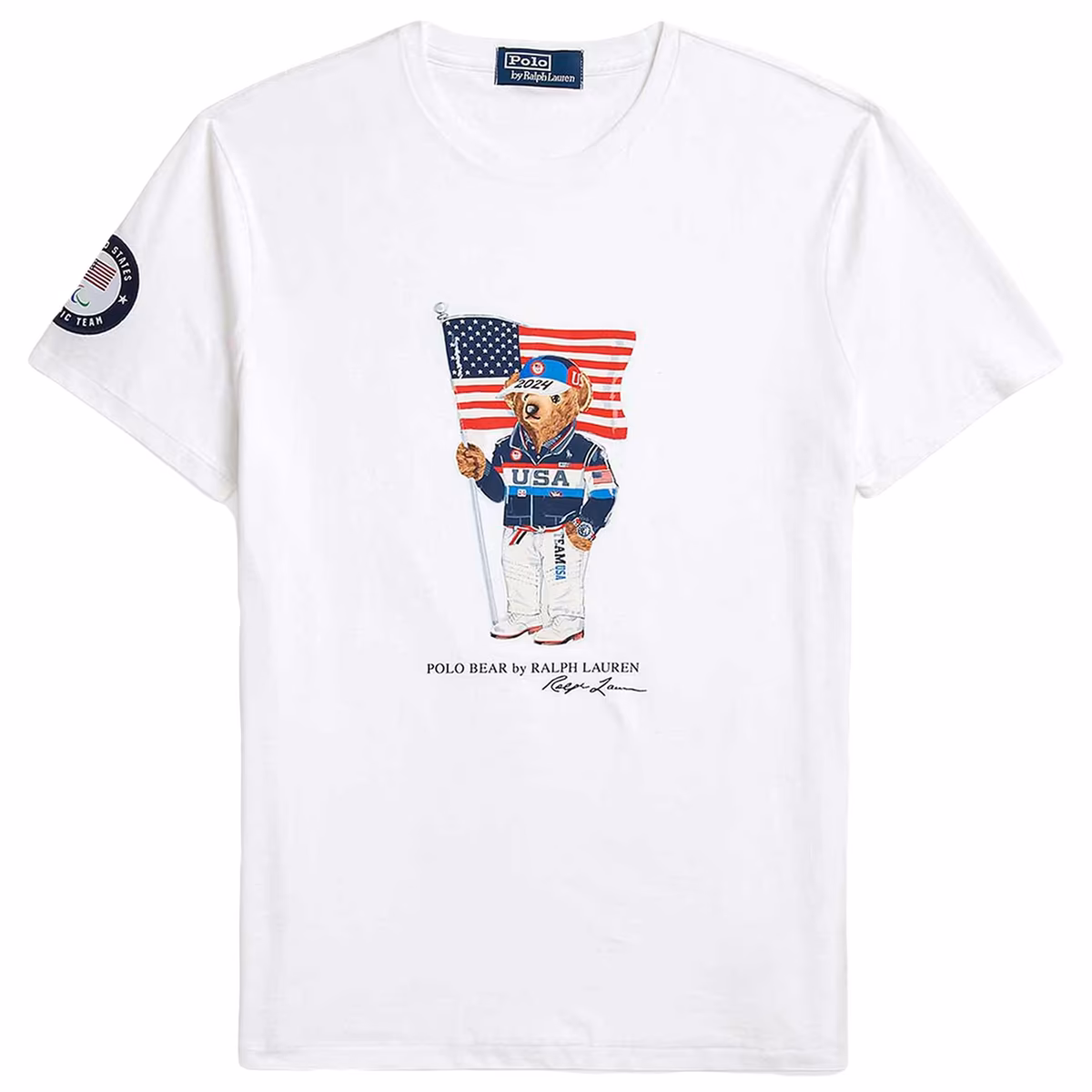 Men's Polo Ralph Lauren White Team USA Paris 2024 Summer Paralympics Villagewear Bear T-Shirt