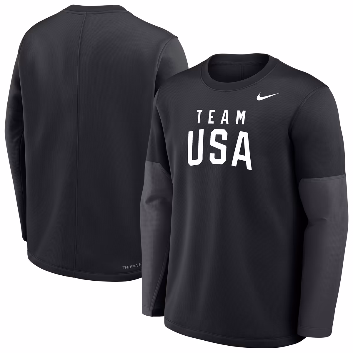 Men's Nike Black Team USA Coaches Therma-FIT Long Sleeve Top