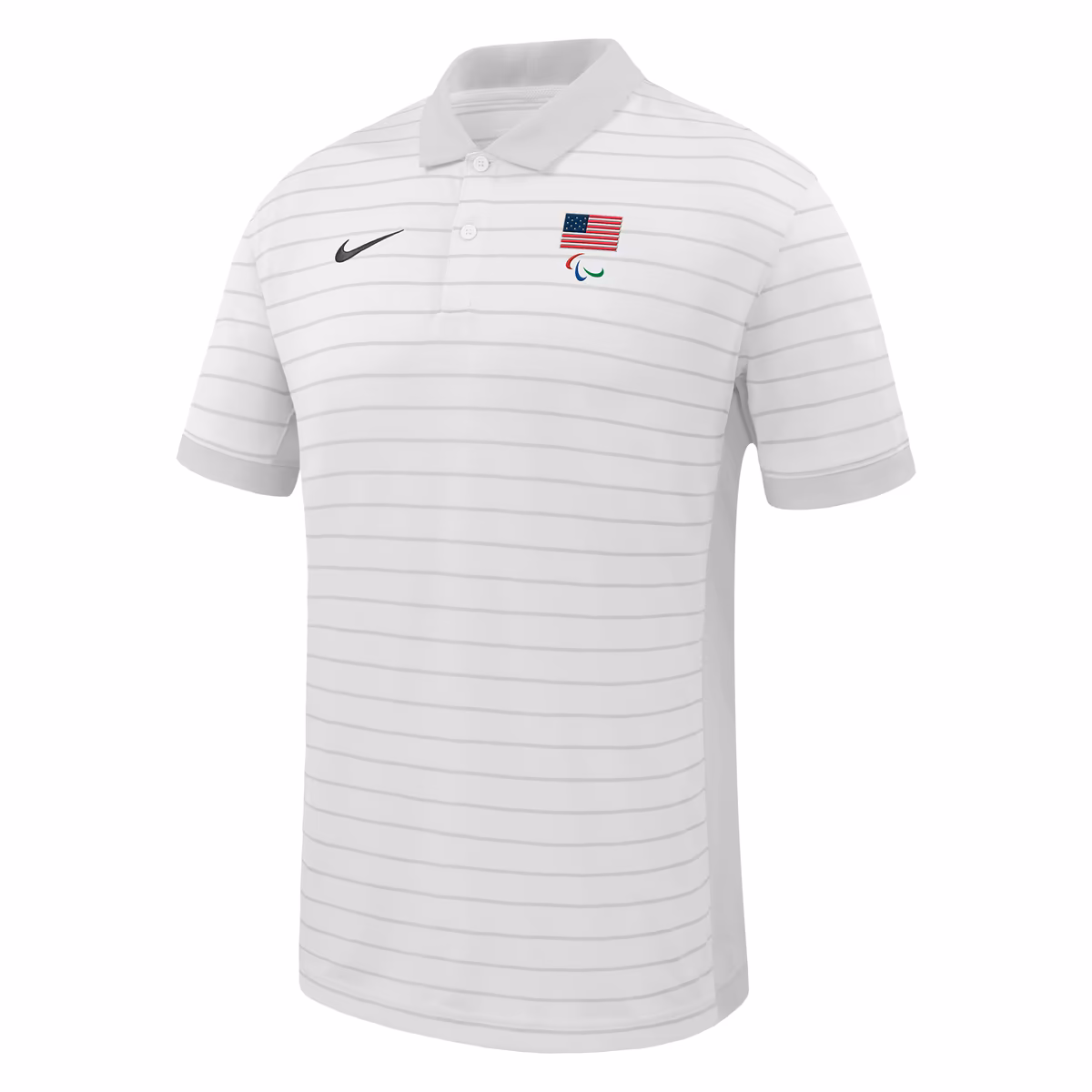 Men's Nike White U.S. Paralympics Team Victory Stripe Performance Polo 2 Men's Nike White U.S. Paralympics Team Victory Stripe Performance Polo