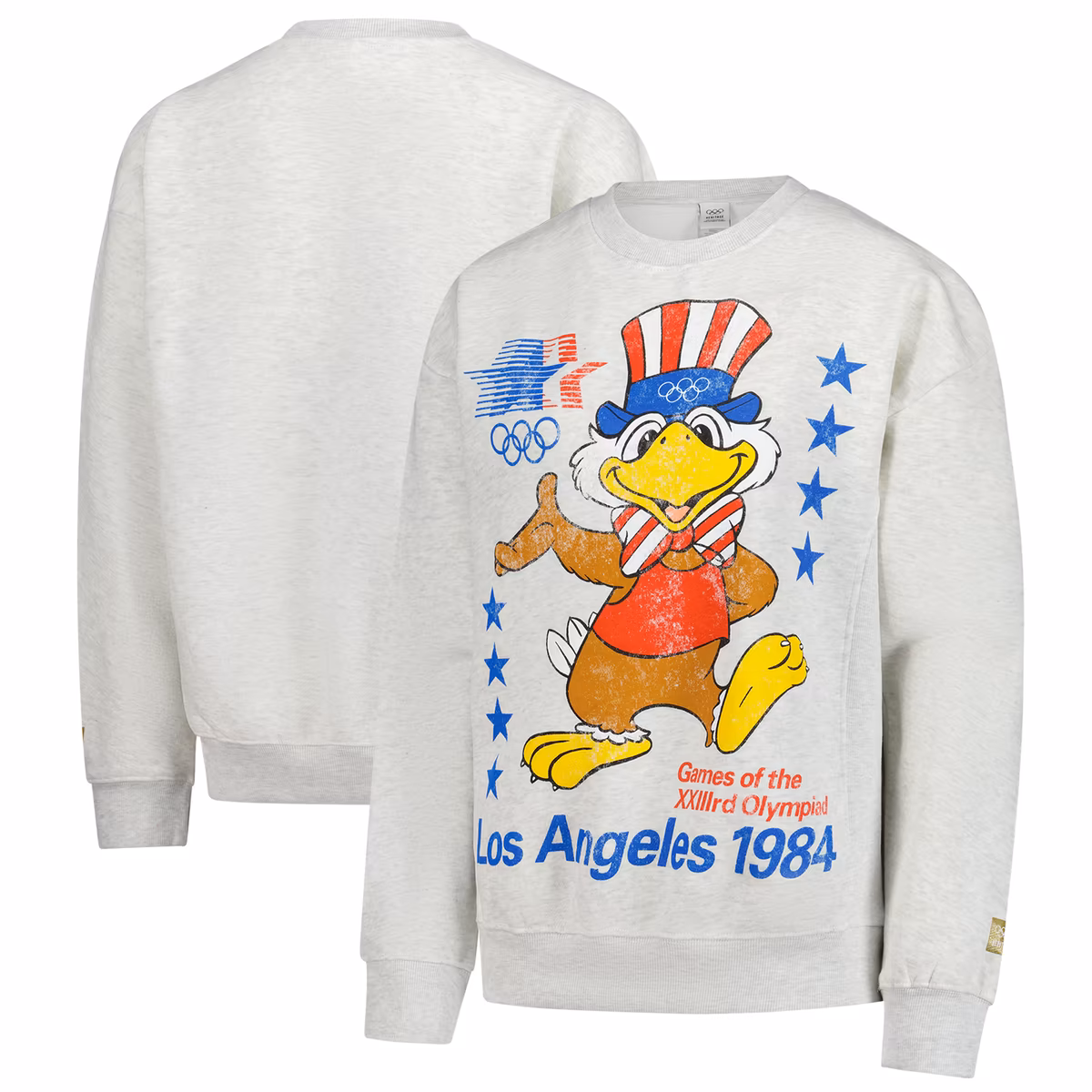 Unisex Outerstuff Heather Gray The Heritage Collection Los Angeles 1984 Olympic Games Emblem & Poster Sweatshirt