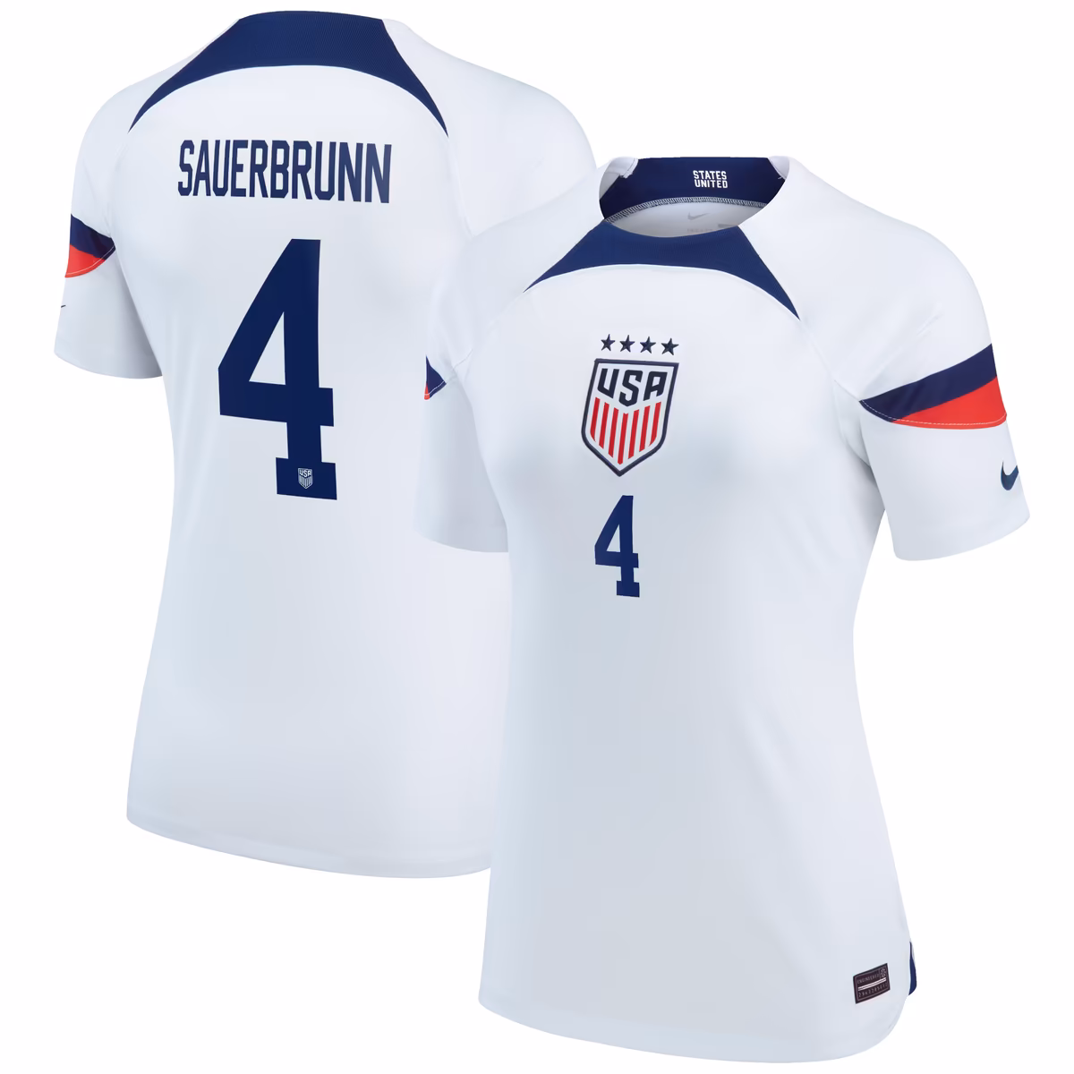 Women's Nike Becky Sauerbrunn White USWNT 2022/23 Home Breathe Stadium Replica Player Jersey