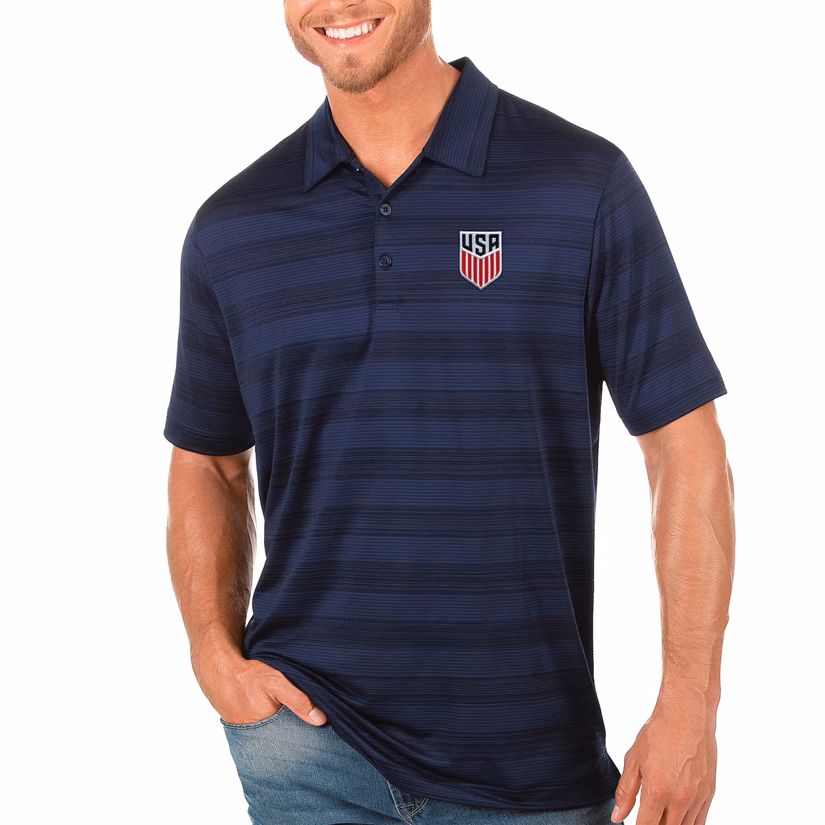 Men's Antigua Navy USMNT Compass Polo