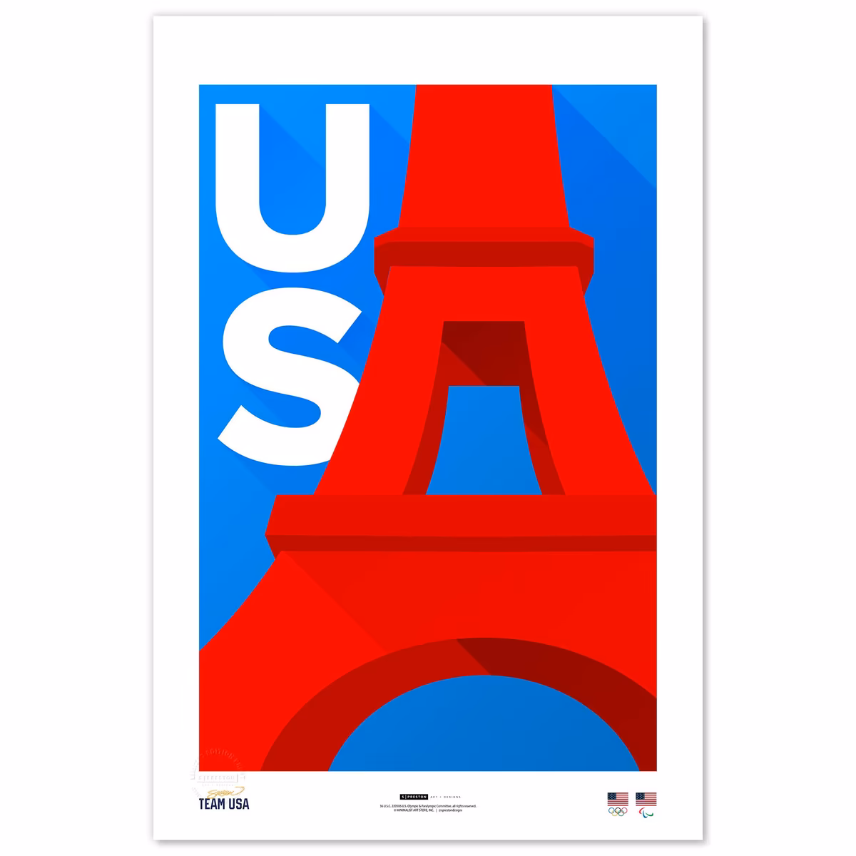 Team USA 2024 Summer Olympics 24" x 36" Minimalist Limited Edition Fine Art Print