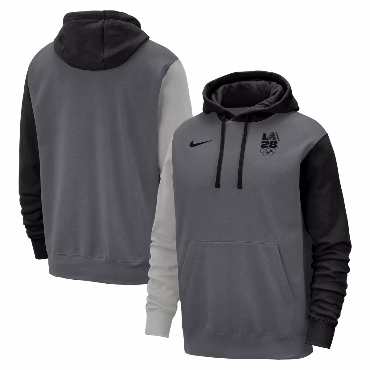 Men's Nike Gray LA28 Color-Block Club Fleece Pullover Hoodie