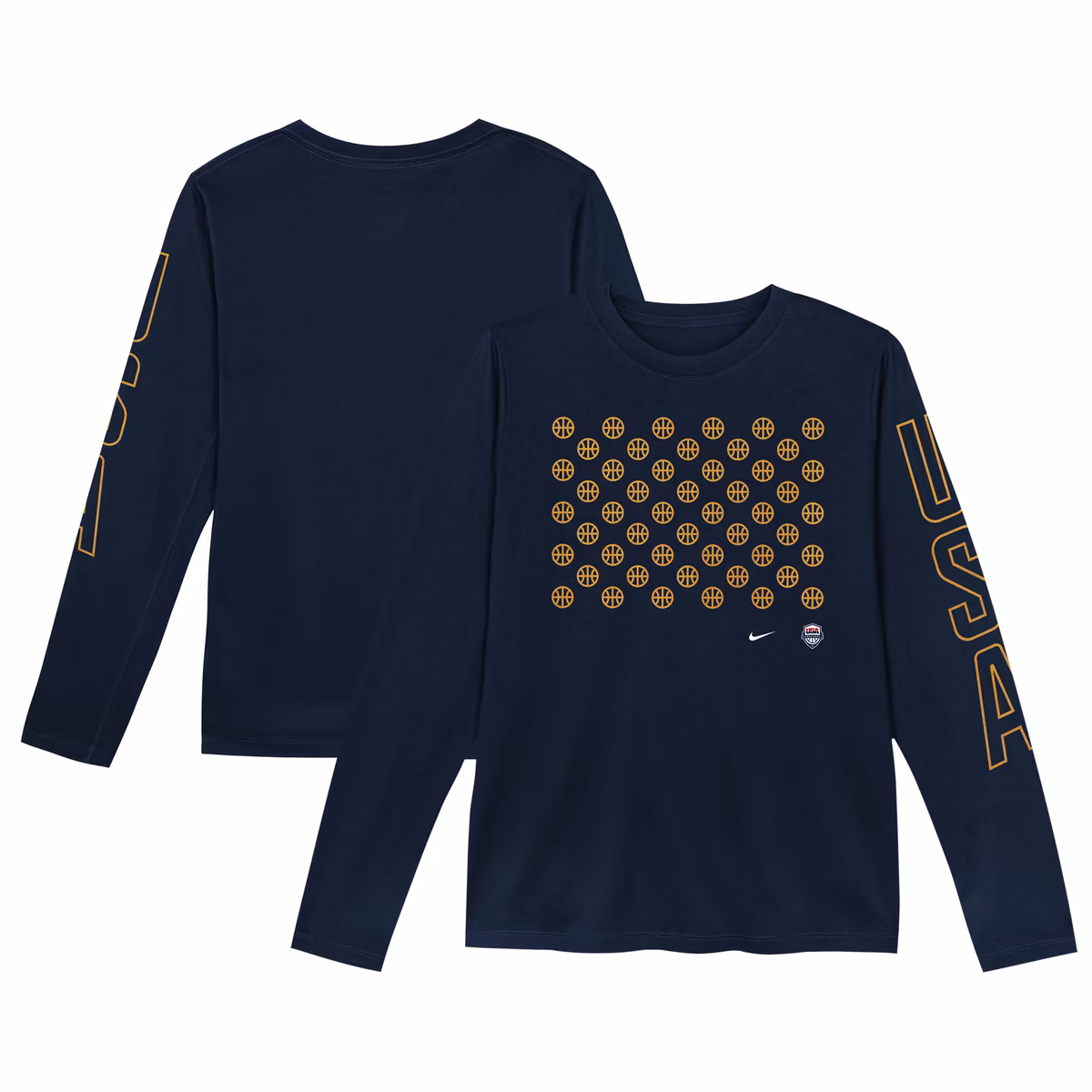 Youth Nike Navy USA Basketball  Legend Performance Long Sleeve T-Shirt