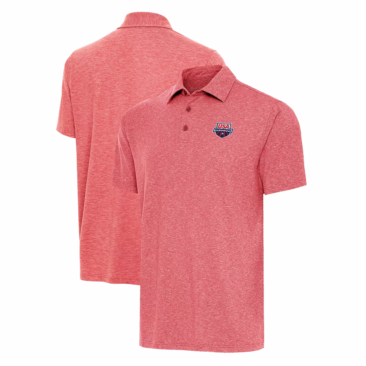Men's Antigua Heather Red USA Swimming Par 3 Polo 10 Men's Antigua Heather Red USA Swimming Par 3 Polo