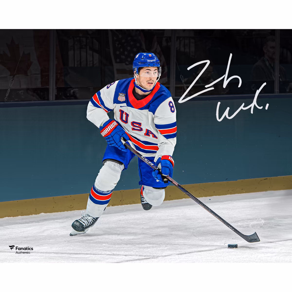 Zach Werenski Team USA Autographed 16" x 20" 2026 Winter Olympics Gold Medal Winner Photograph 1 Zach Werenski Team USA Autographed 16" x 20" 2026 Winter Olympics Gold Medal Winner Photograph