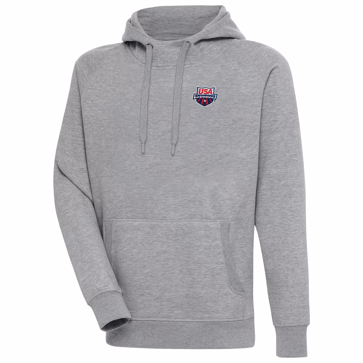 Men's Antigua  Heather Gray USA Swimming Victory Pullover Hoodie