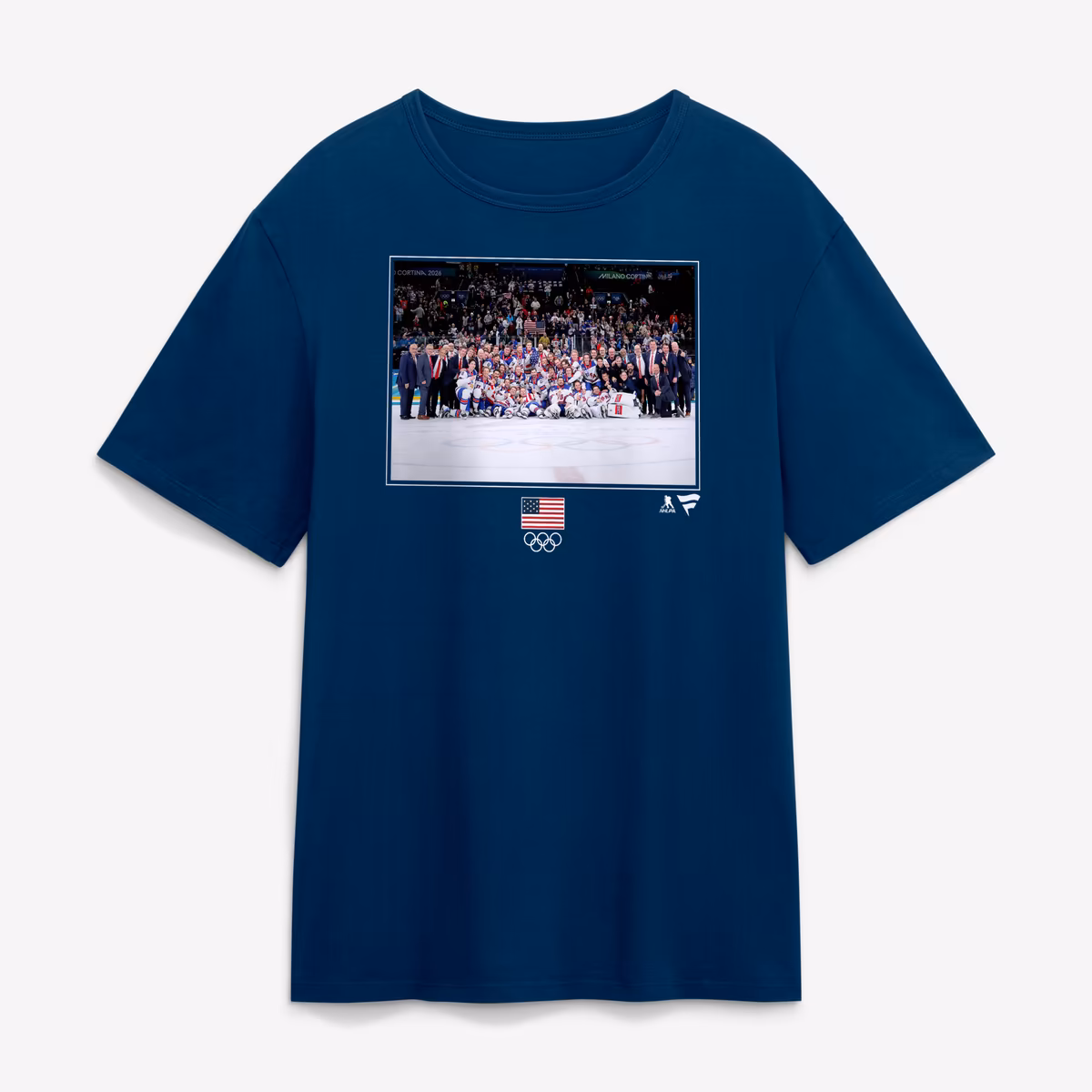 Men's Fanatics Navy US Men's Olympic Hockey Medal Moment T-Shirt