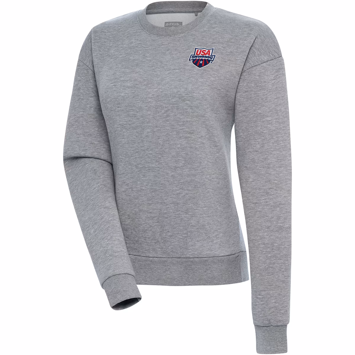 Women's Antigua  Heather Gray USA Swimming Victory Pullover Sweatshirt