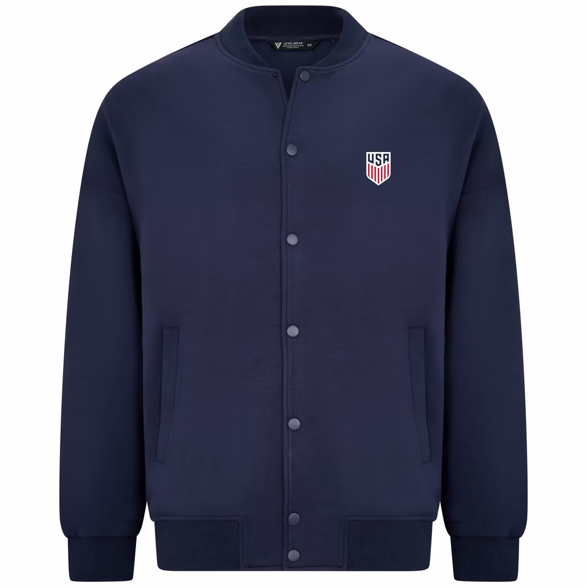 Men's Levelwear Navy USMNT Luxe Signature Tri-Blend Bomber Jacket with 3-D Patch 3 Men's Levelwear Navy USMNT Luxe Signature Tri-Blend Bomber Jacket with 3-D Patch