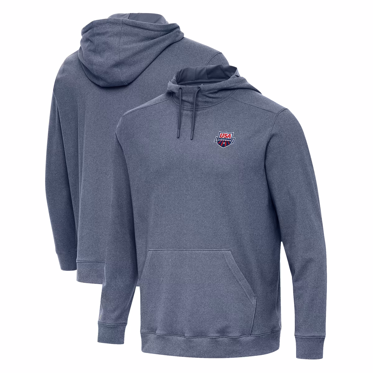 Men's Antigua  Heather Navy USA Swimming Cloud Pullover Hoodie