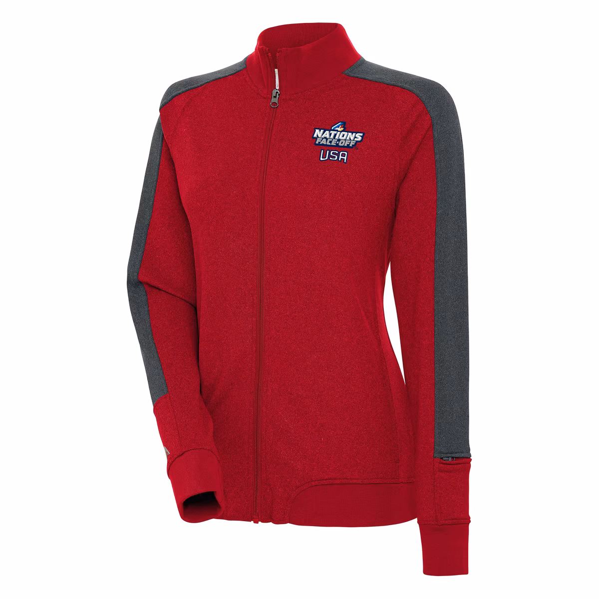Women's Antigua Red USA Hockey 2025 4 Nations Face Off Strike Full-Zip Track Jacket 1 Women's Antigua Red USA Hockey 2025 4 Nations Face Off Strike Full-Zip Track Jacket