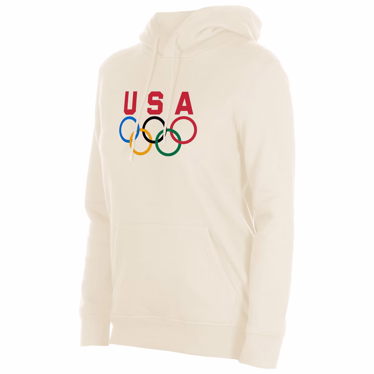 Women's New Era  Cream Team USA 5 Rings Chrome Pullover Hoodie