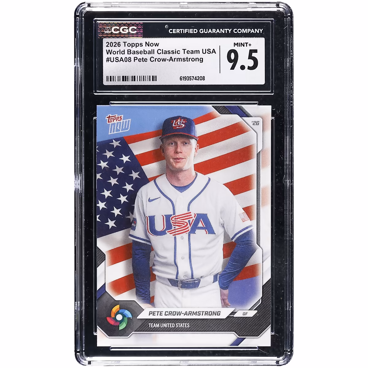Pete Crow-Armstrong USA Baseball 2026 Topps Now #USA08 CGC Authenticated 9.5 Card