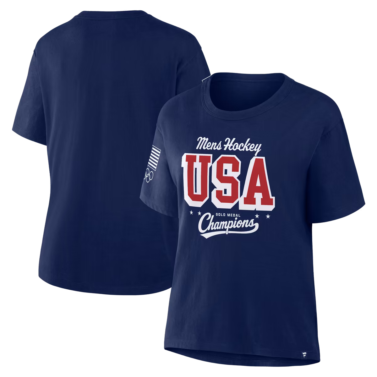 Women's Fanatics Navy Men's US Hockey 2026 Winter Olympics Gold Medal Champions Gold Standard T-Shirt 2 Women's Fanatics Navy Men's US Hockey 2026 Winter Olympics Gold Medal Champions Gold Standard T-Shirt