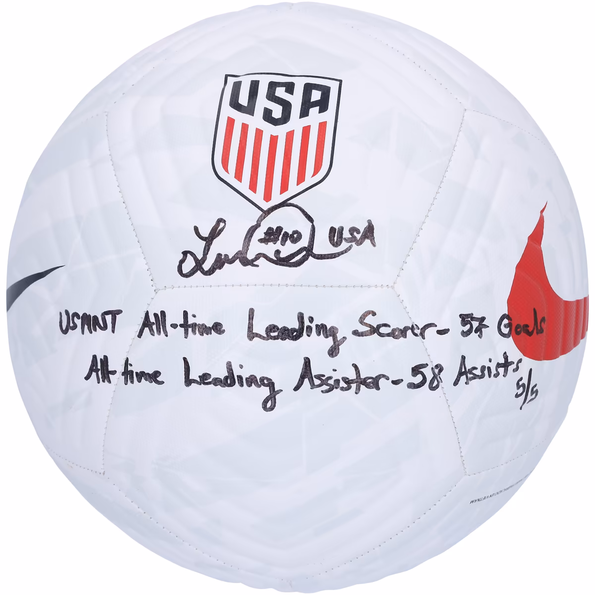 Landon Donovan USMNT Autographed Logo Nike Soccer Ball with Multiple Inscriptions - Limited Edition #5/5 7 Landon Donovan USMNT Autographed Logo Nike Soccer Ball with Multiple Inscriptions - Limited Edition #5/5