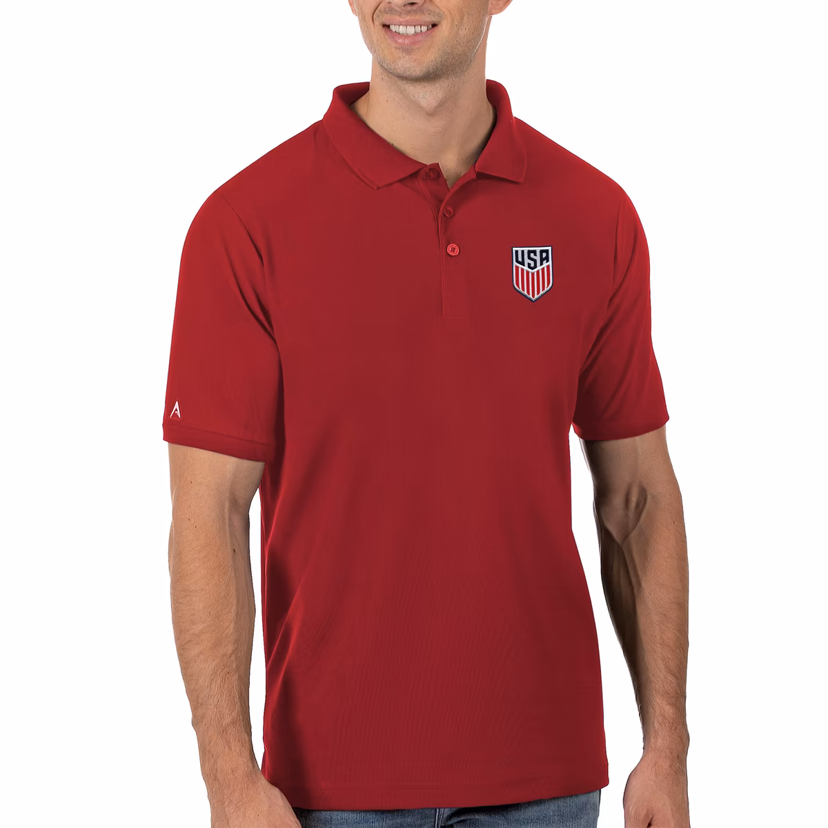 Men's Antigua Red USMNT Legacy Pique Polo 7 Men's Antigua Red USMNT Legacy Pique Polo