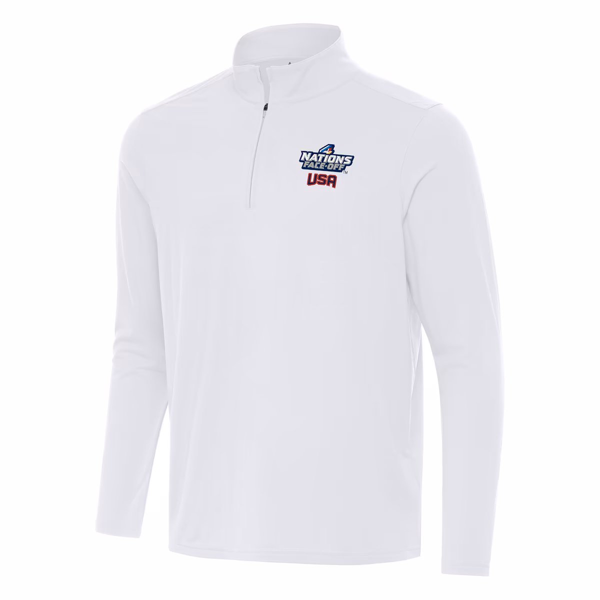 Men's Antigua White USA Hockey 2025 4 Nations Face Off Intent Quarter-Zip Top