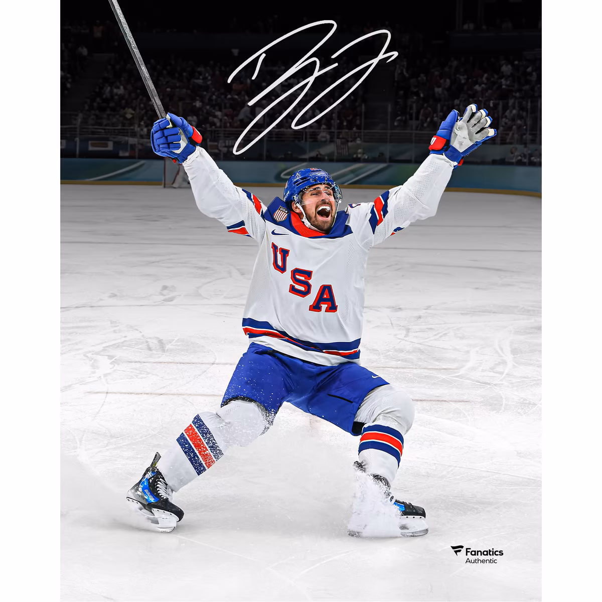 Dylan Larkin Team USA Autographed 8" x 10" 2026 Winter Olympics Gold Medal Winner Photograph