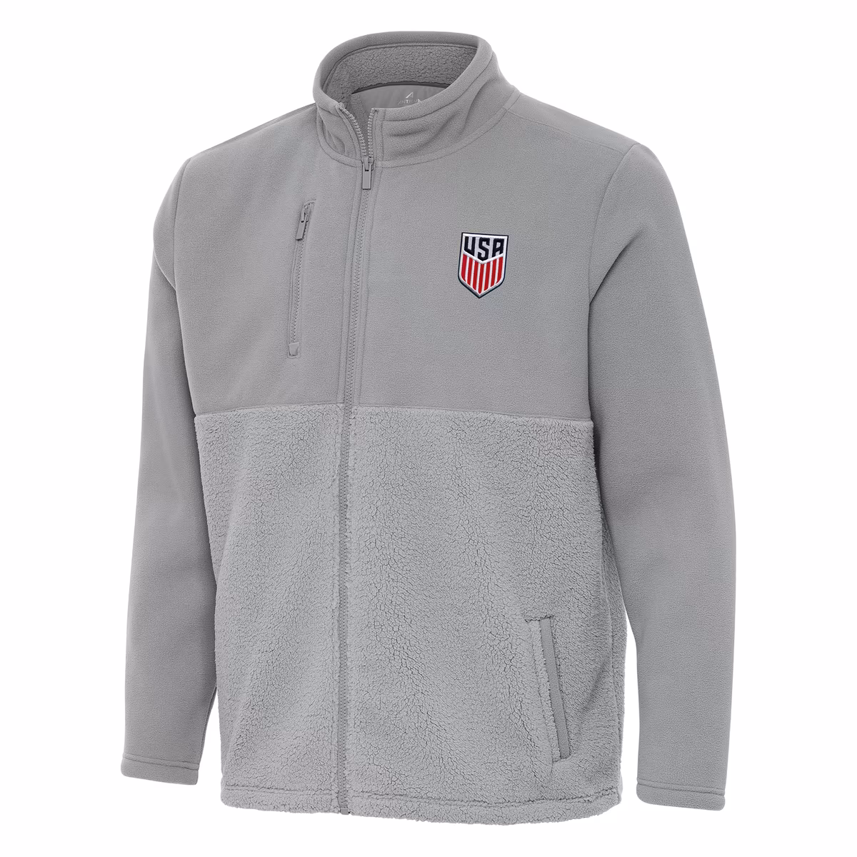 Men's Antigua Gray USMNT Daily Fused Full-Zip Jacket 6 Men's Antigua Gray USMNT Daily Fused Full-Zip Jacket