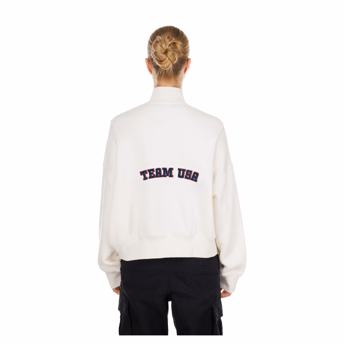 Women's New Era  Cream Team USA Fashion Fleece Quarter-Zip Sweatshirt
