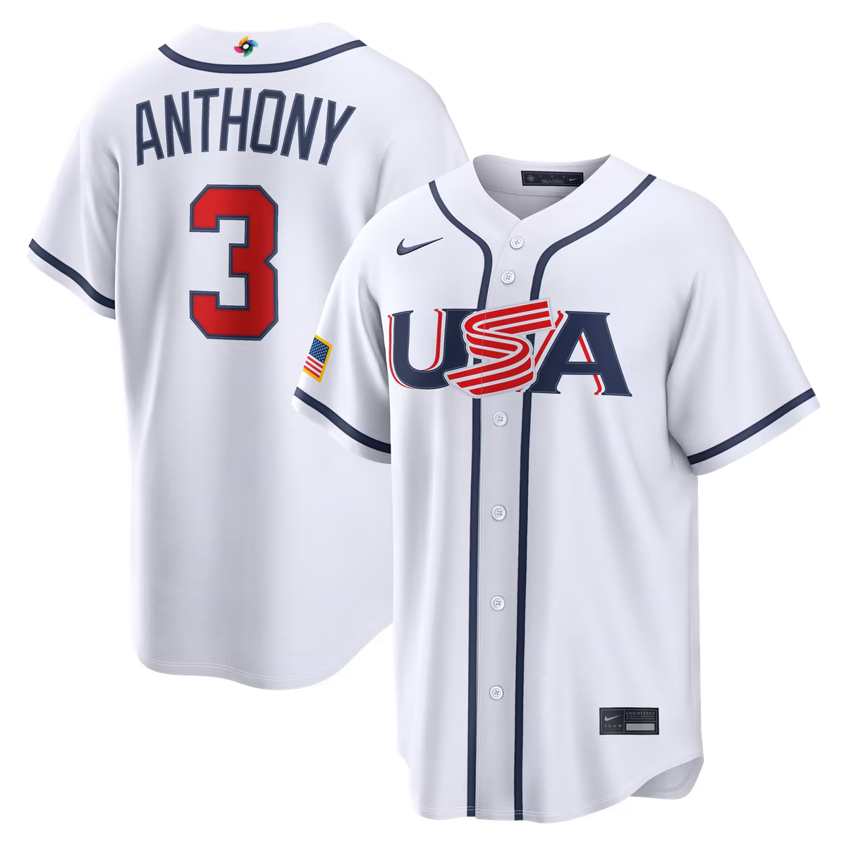 Men's Nike Roman Anthony White USA Baseball 2026 World Baseball Classic Home Stadium Jersey