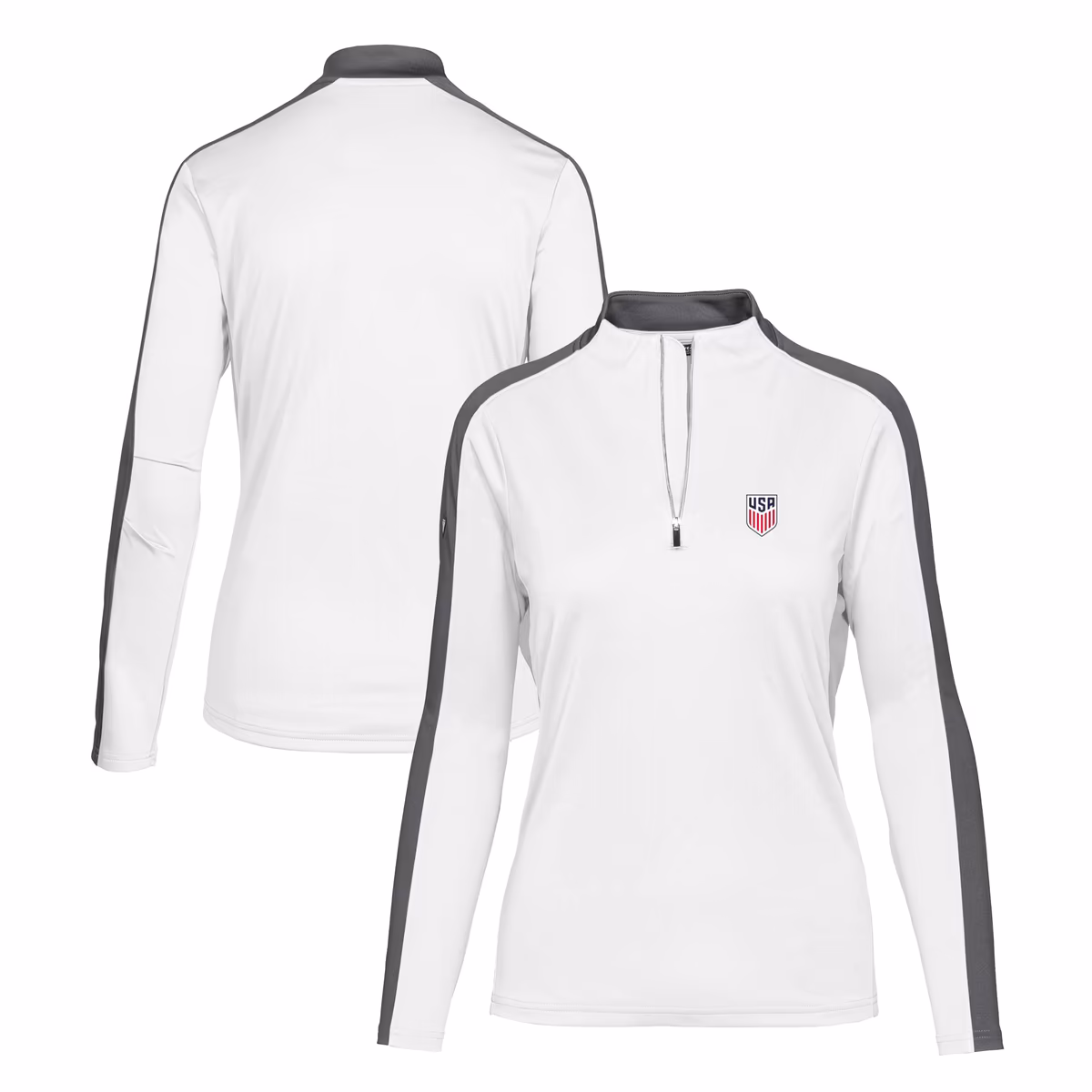 Women's Levelwear White USMNT Remi Quarter-Zip Pullover Top
