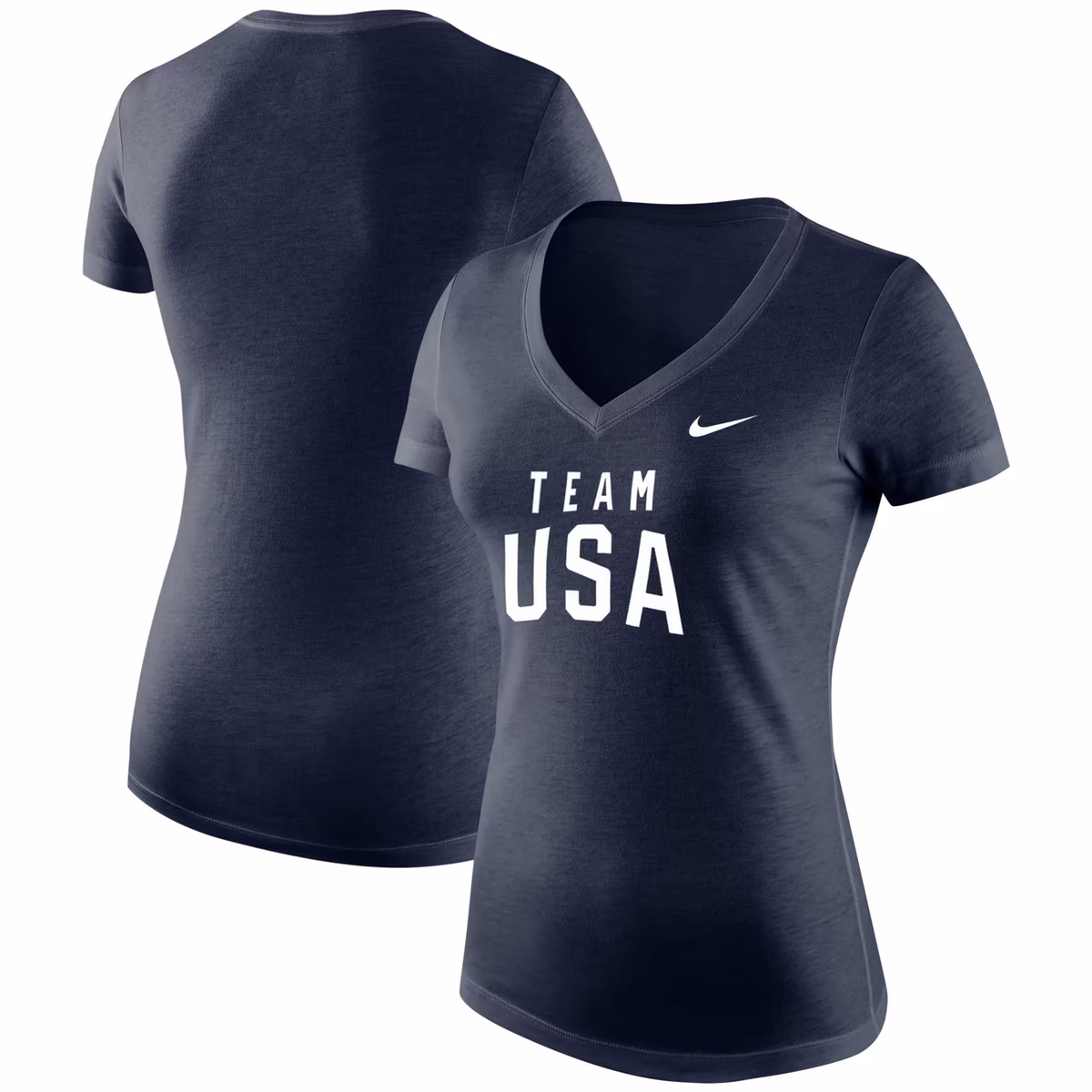 Women's Nike Heather Navy Team USA Tri-Blend V-Neck T-Shirt