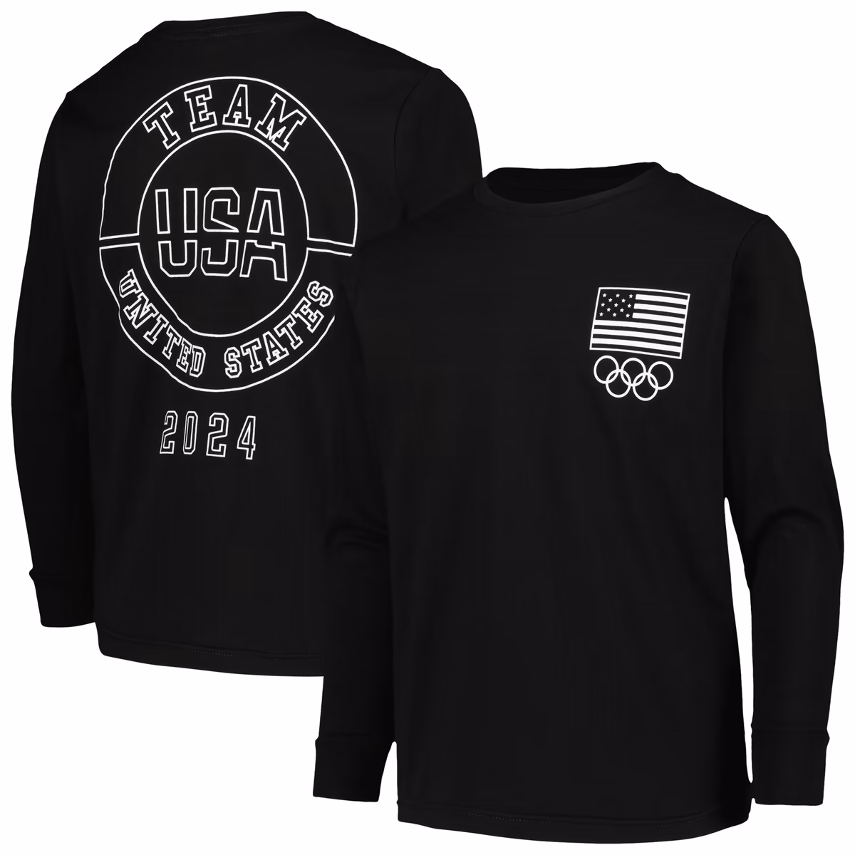 Youth Black Team USA 2024 Flag & Rings Long Sleeve T-Shirt 7 Youth Black Team USA 2024 Flag & Rings Long Sleeve T-Shirt