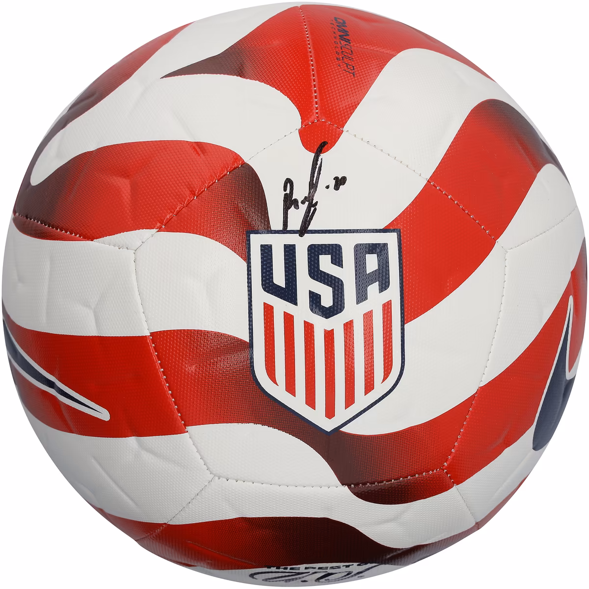 Folarin Balogun USMNT Autographed USA Red/White Academy Soccer Ball
