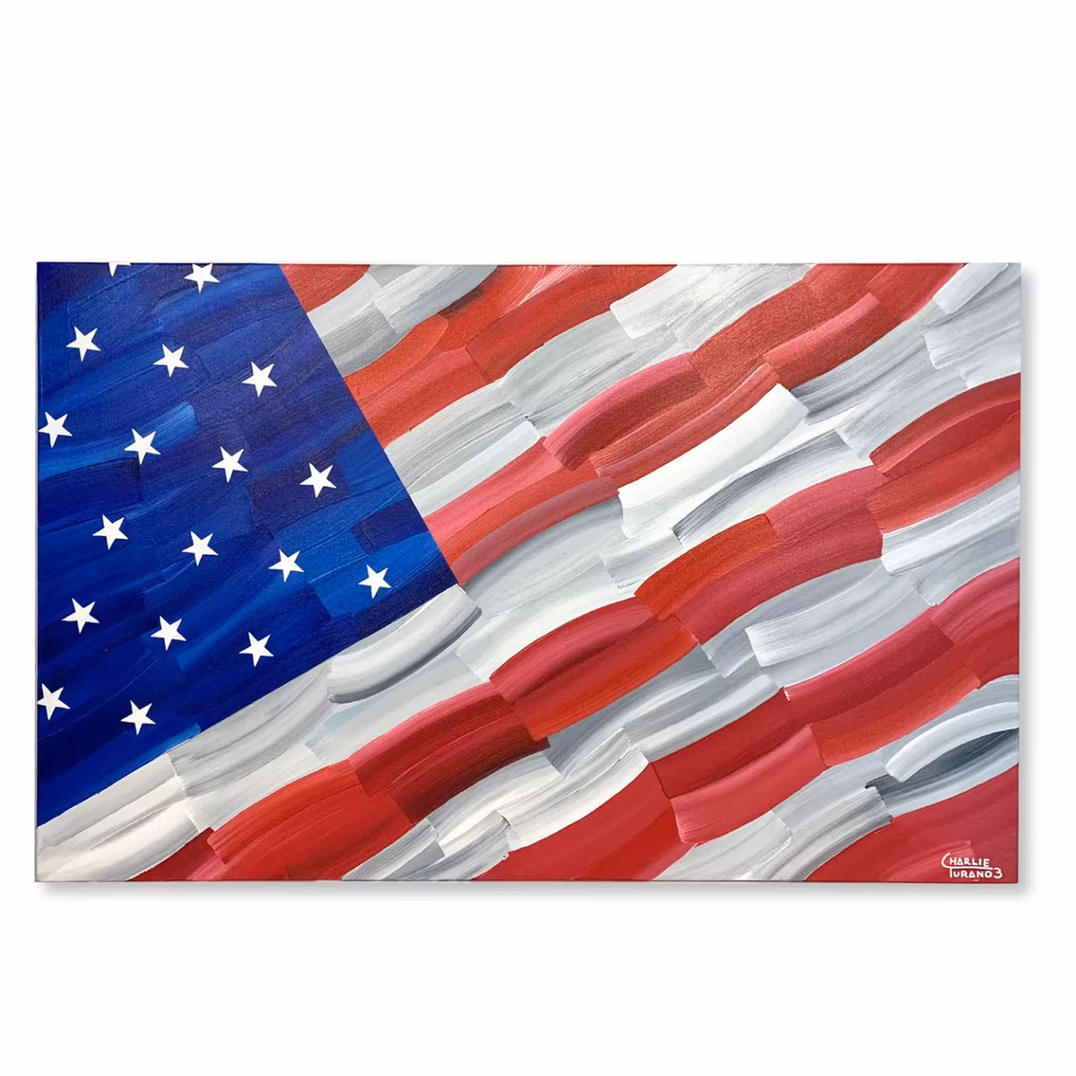 United States of America Unsigned 30" x 48" Stretched Original Canvas Flag Art - Hand Painted by Artist Charlie Turano III - Limited Edition 1 of 1 3 United States of America Unsigned 30" x 48" Stretched Original Canvas Flag Art - Hand Painted by Artist Charlie Turano III - Limited Edition 1 of 1