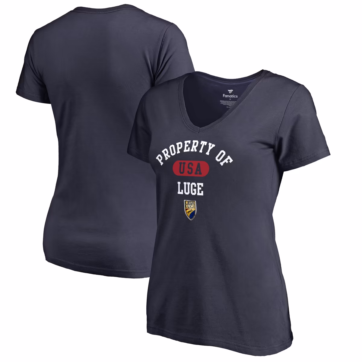Women's Navy USA Luge Property Of V-Neck T-Shirt